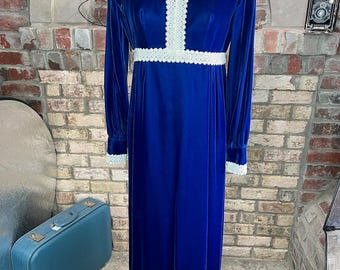 maxi dress velvet blue lace gothic formal