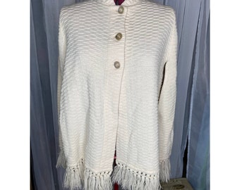 1950s Orlon sweater cape with fringe