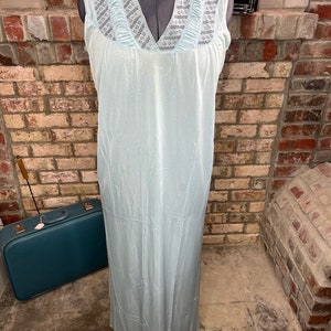 Nightgown Blue Lace satin long v neck