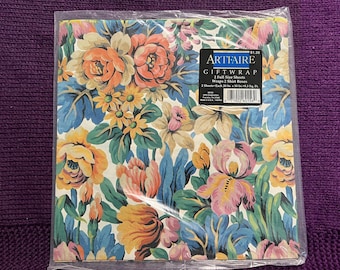 Artfaire wrapping paper floral pastel 1980s