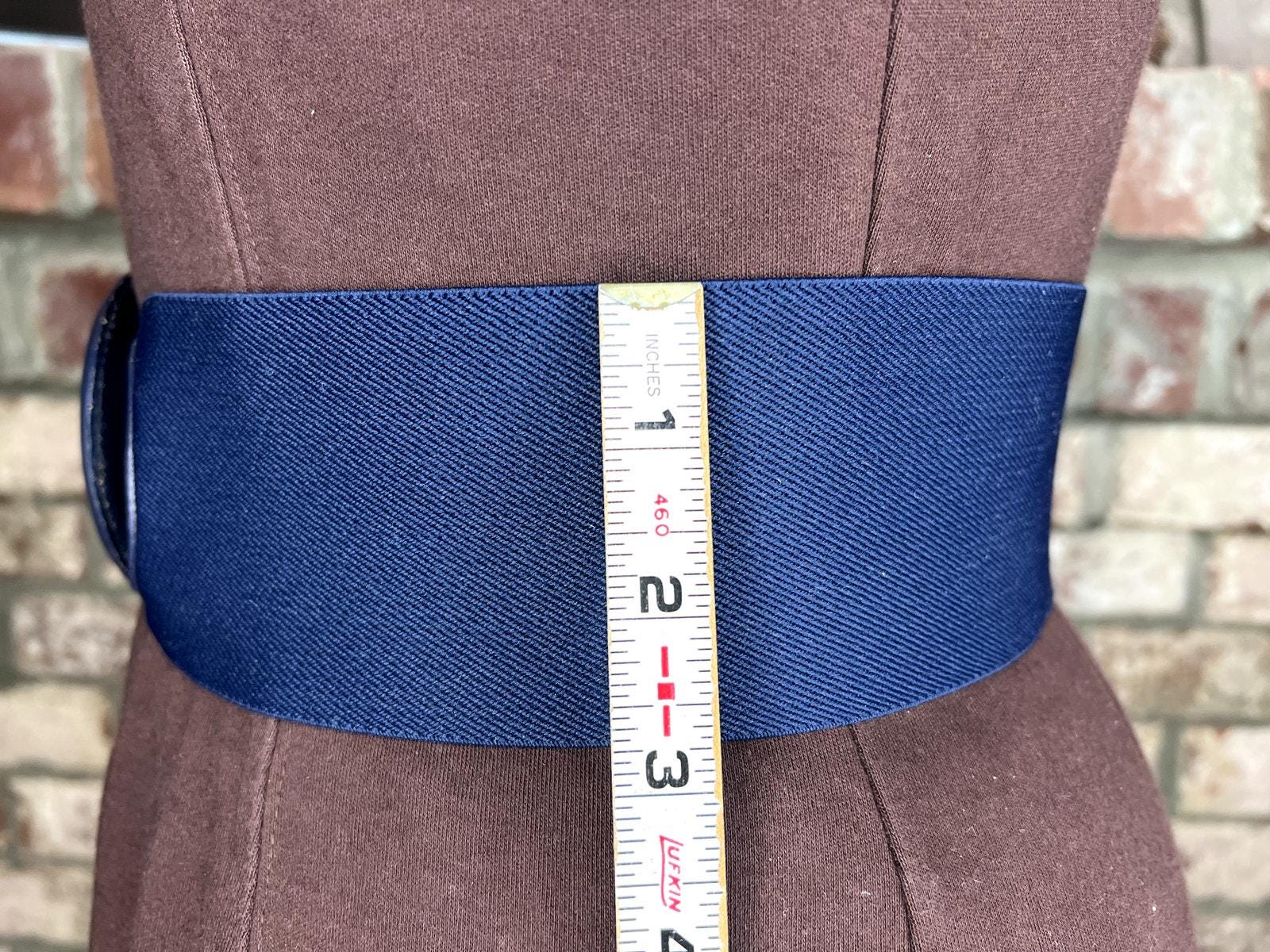 Elastic Belt Chunky Genuine Leather Navy Blue 1980s - Etsy display picture 1