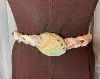 rope belt boho pastel sea shell vintage 1980s