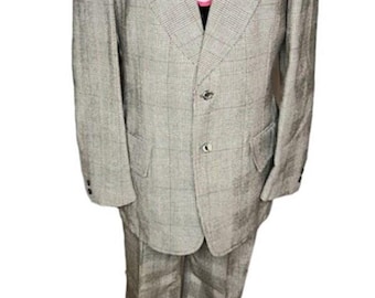 suit plaid black white red 1980s