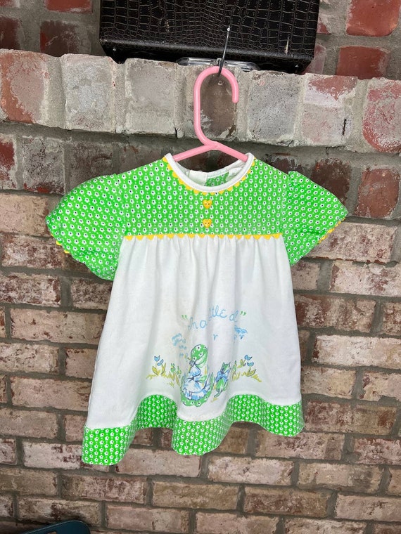 dress vintage girls holly hobby green yellow white