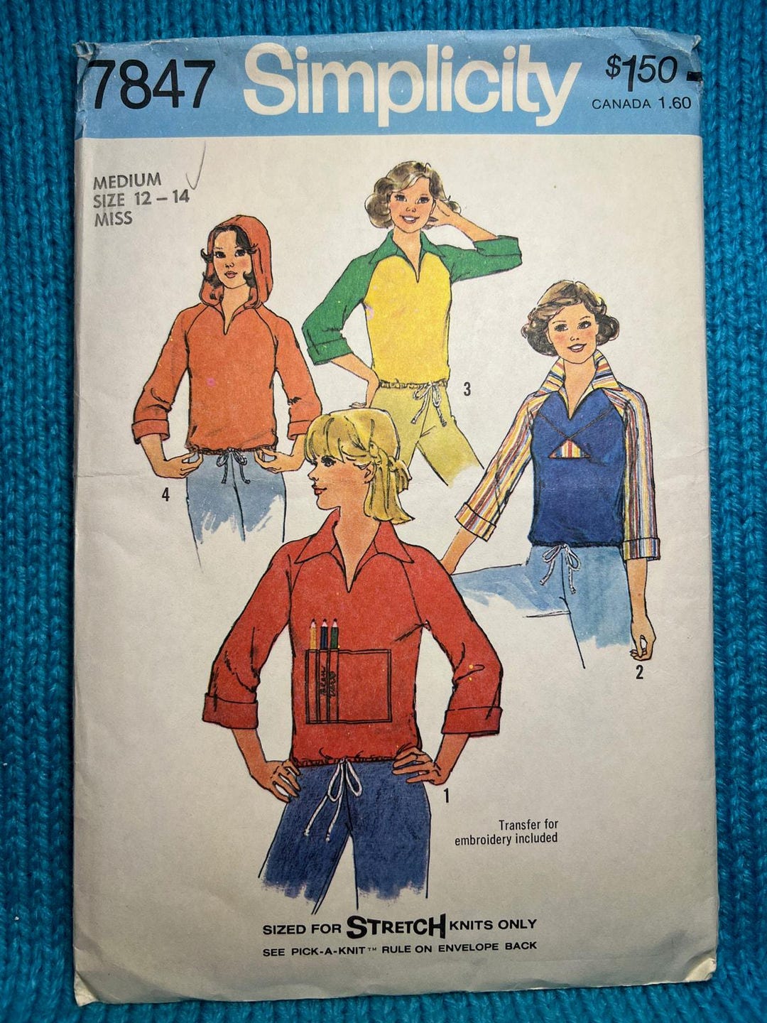 Simplicity Sewing Pattern 7847 Polo Shirt Hoodie 1970s Size 12-14 - Etsy