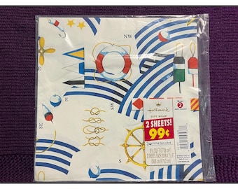 Hallmark wrapping paper nautical 1980s