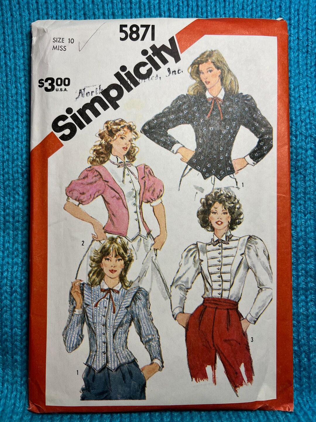 Simplicity Log Simplicity Sewing Pattern 5871 Fitted Blouse Lapels Puff Log of Mutton ...