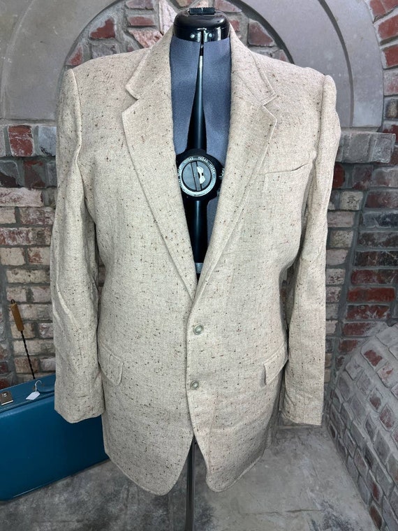 blazer sport coat bespoke tweed Vintage tan 1980s