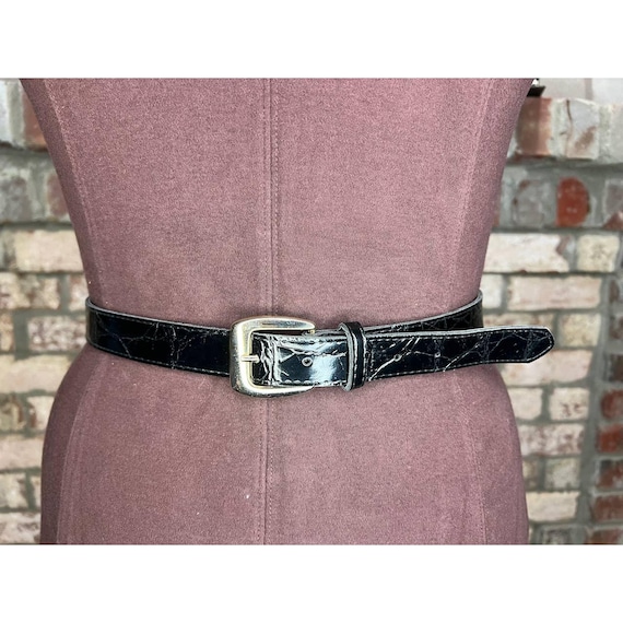 Classic Vegan Leather Gold Tone Buckle Belt Set Classic Vegan leather Multicolor Gold Tone Buckle Skinny  main image 3