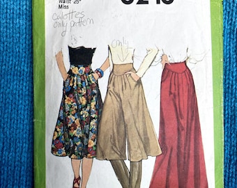 Simplicity 8248 Sewing pattern Culottes 1970s size 10