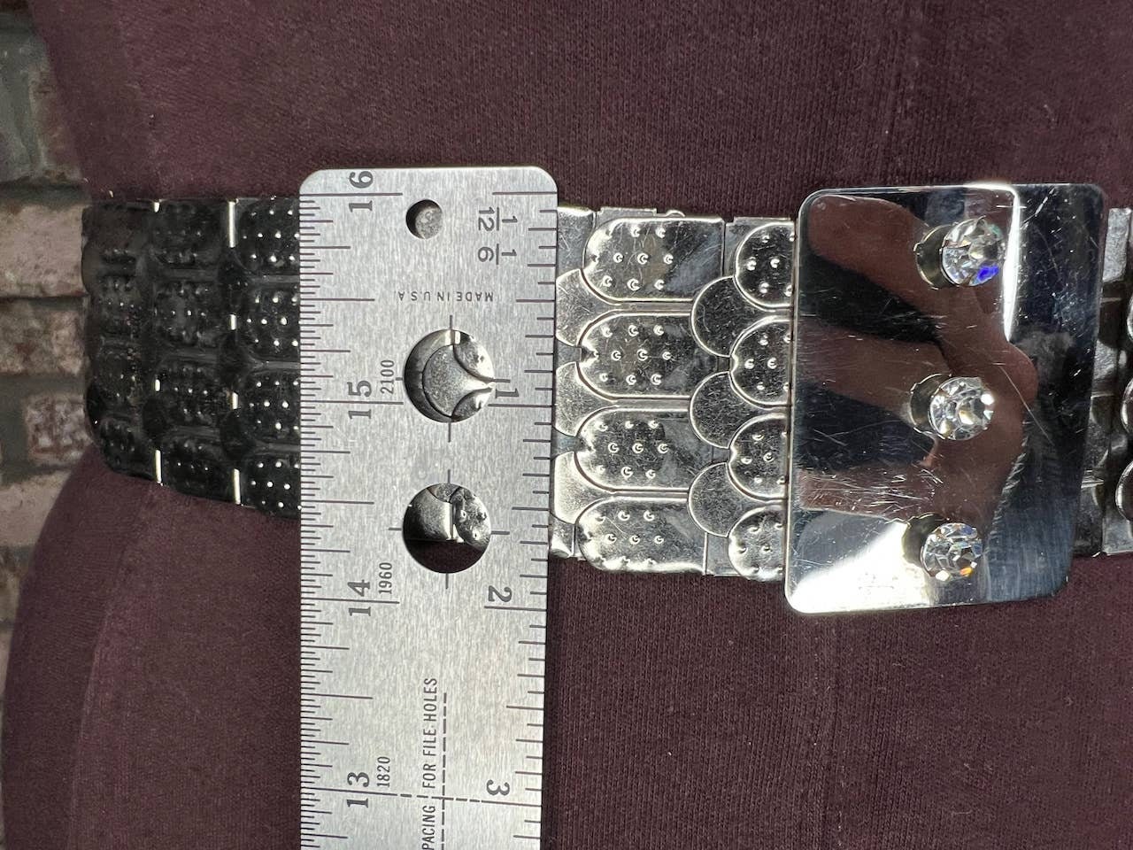 Belt Fish Scale Silver Jeweled Buckle Elastic - Etsy display picture 3