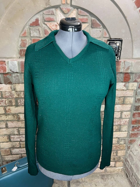 sweater green collared 1970s