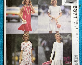 McCalls 6371 sewing pattern dress drop waist ruffle hem size 8 10 12