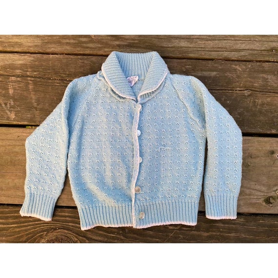 Baby Cardigan Blue White Seed Stitch 18 Months Etsy