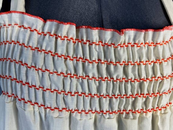 apron dress vintage smocking cream orange - image 2