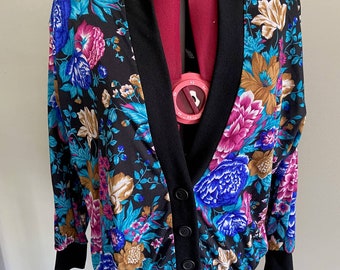 bomber Jacket cardigan floral bright 1980s pink