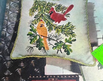 Kit de almohada de bordado con bordado de lana cardenal