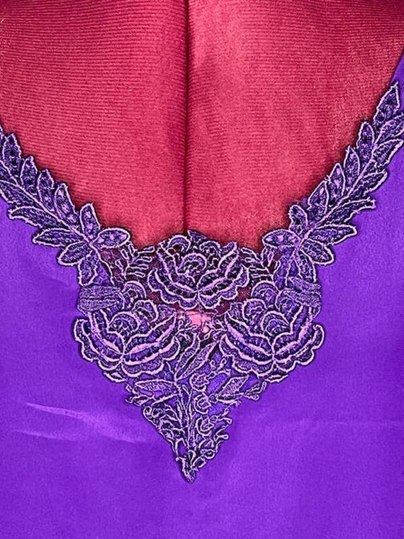 Camisole slip purple lace vintage 1980s - image 2