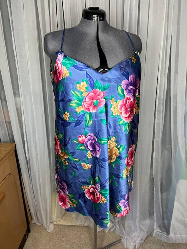 negligee nightgown blue pink flowers