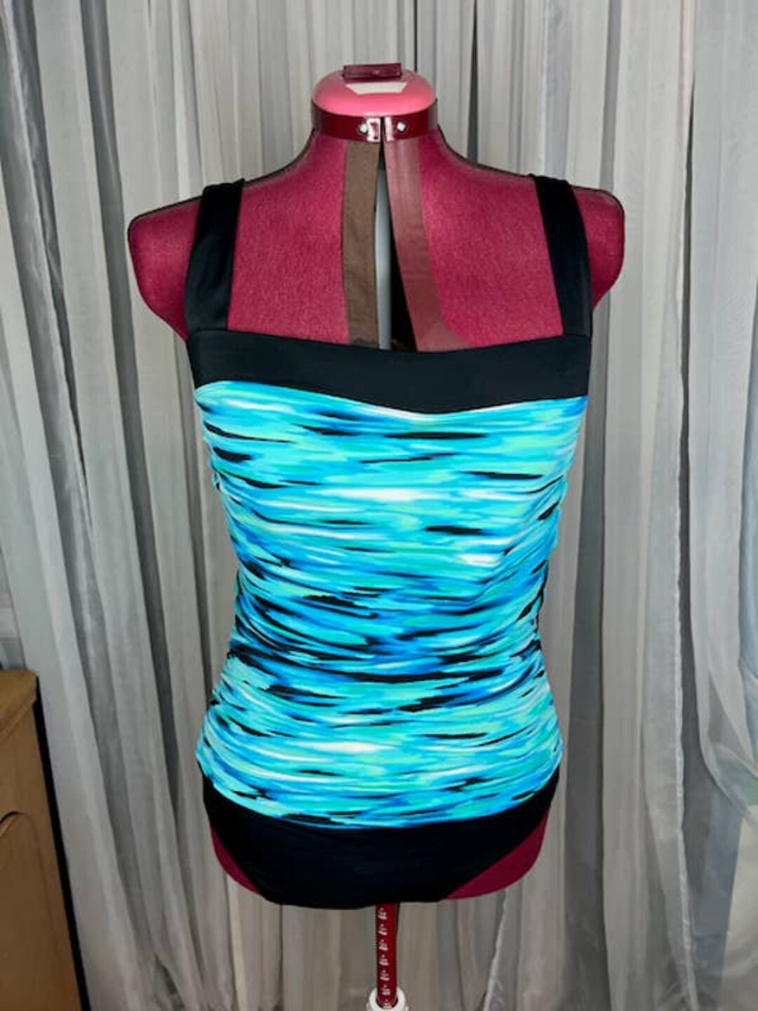 Jantzen Classic Fit One Piece Swimsuit Blue Black Wide Straps Etsy