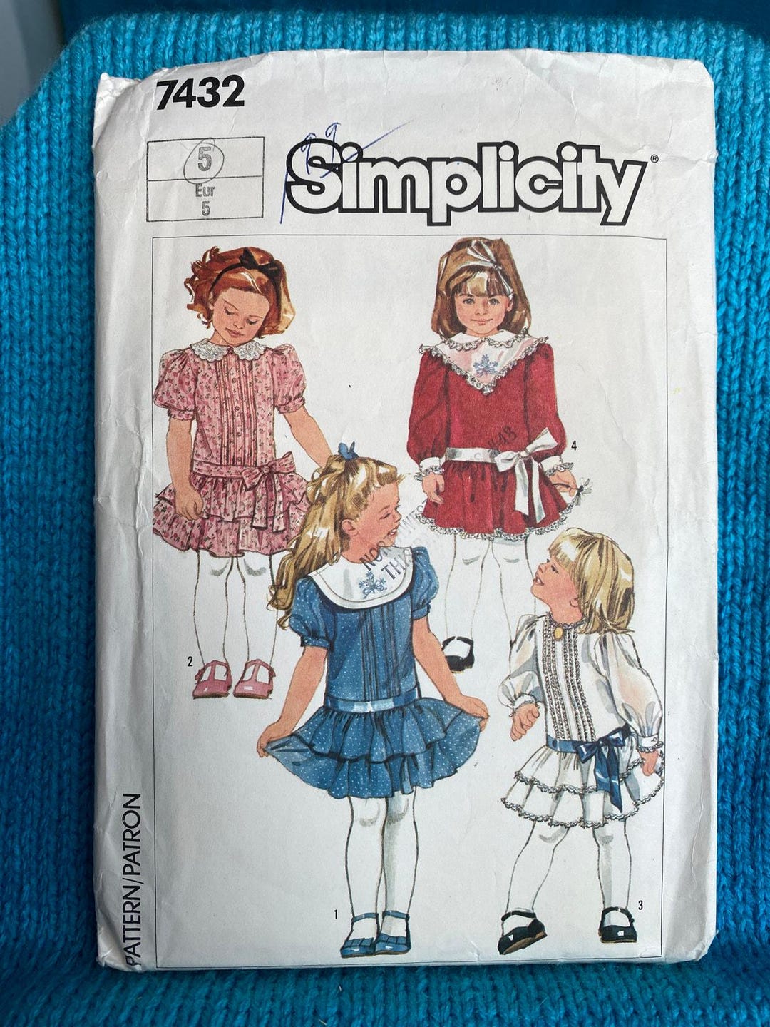 Simplicity 7432 Sewing Pattern Girls Dress Drop Waist Tiered Hem Size 5 ...