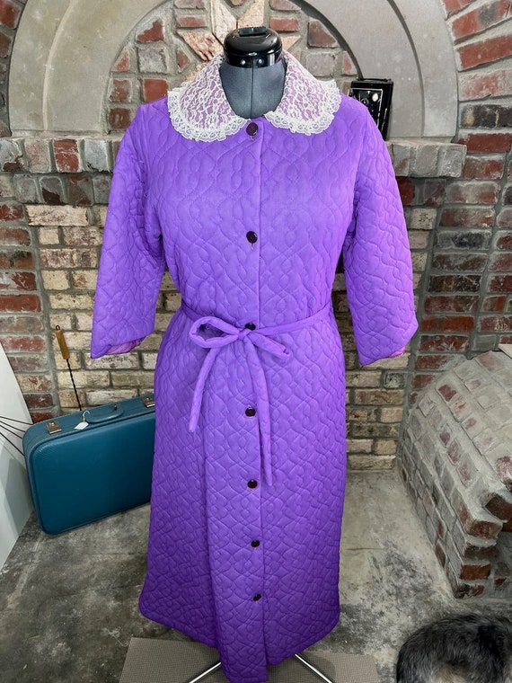 coat robe quilted purple lace peterpan collar