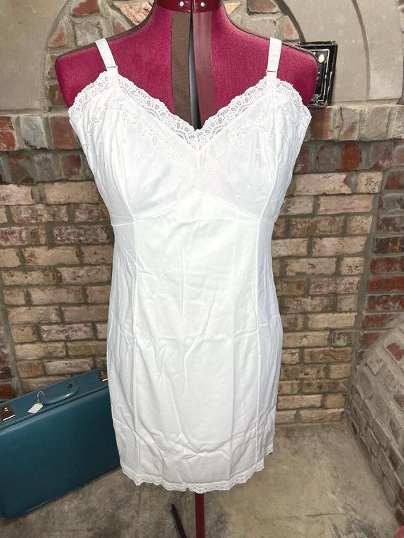 Slip Dress White Lace Overlay Full Slip