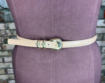 belt Genuine leather vintage goldtone buckle tan XXL