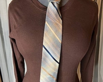 Stropdas gestreept jaren 80 blauw tan