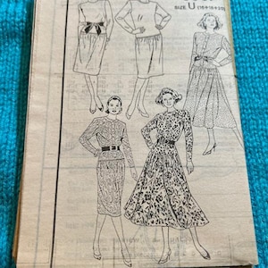 May include: Vintage sewing pattern featuring illustrations of women's dresses and tops. The pattern number is 5567, with sizes N (10-12-14) and U (16-18-20). The cover is printed in black ink on aged paper.