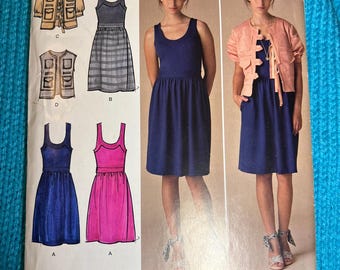 2443 Schnittmuster Kleid ärmelloses Weste Top Größe 38 10 12 14