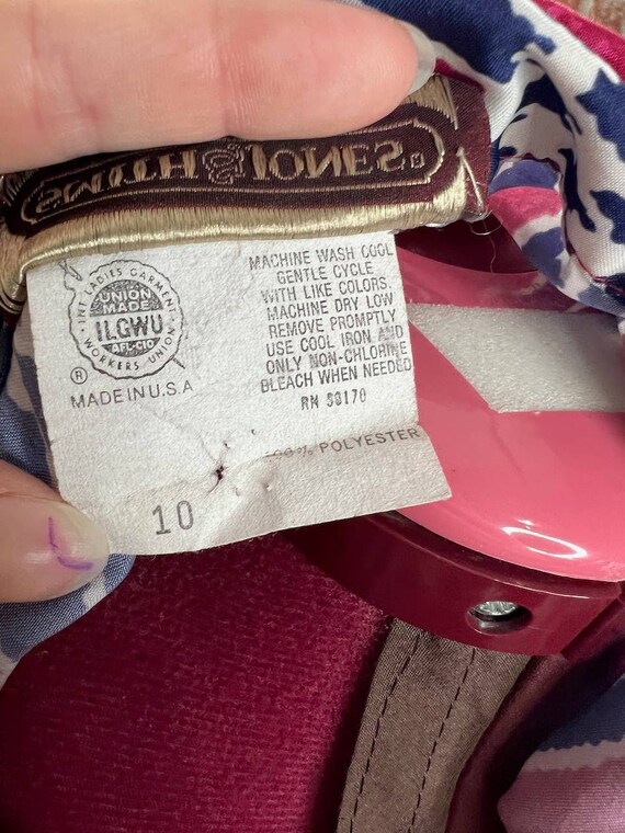 Blouse button down hidden button front pink blue - image 9