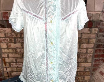 satin top pajamas blue 1960s