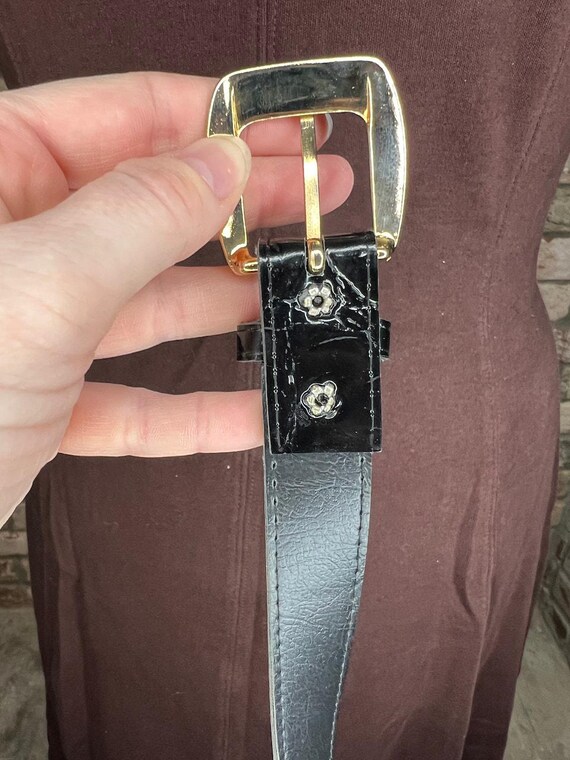 Classic Vegan Leather Gold Tone Buckle Belt Set Classic Vegan leather Multicolor Gold Tone Buckle Skinny  main image 2