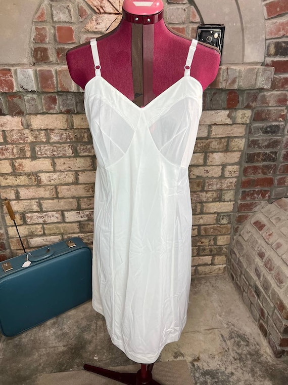 full slip dress white 1960s sears