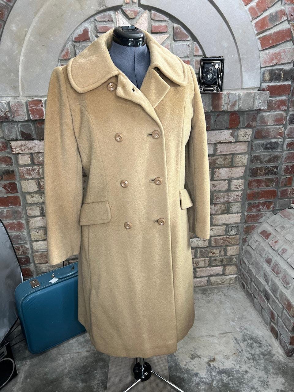 Rosewin Wool Coat Overcoat 1960s Long Union Made Camel