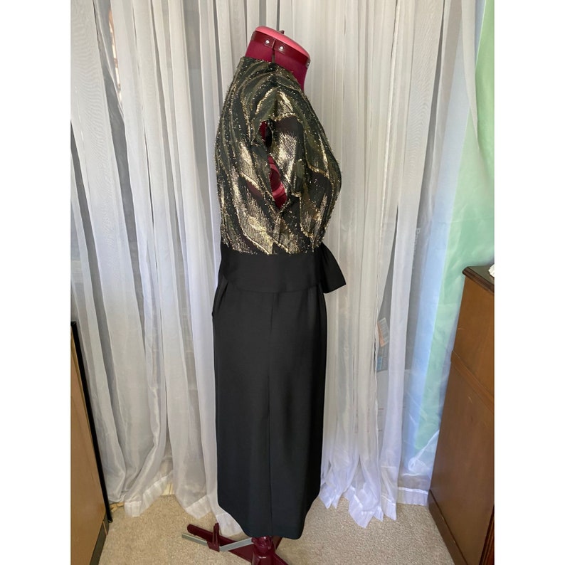 80\u2019s black and gold shirtwaist dress sz S