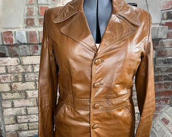 leather Jacket spy style carmel brown