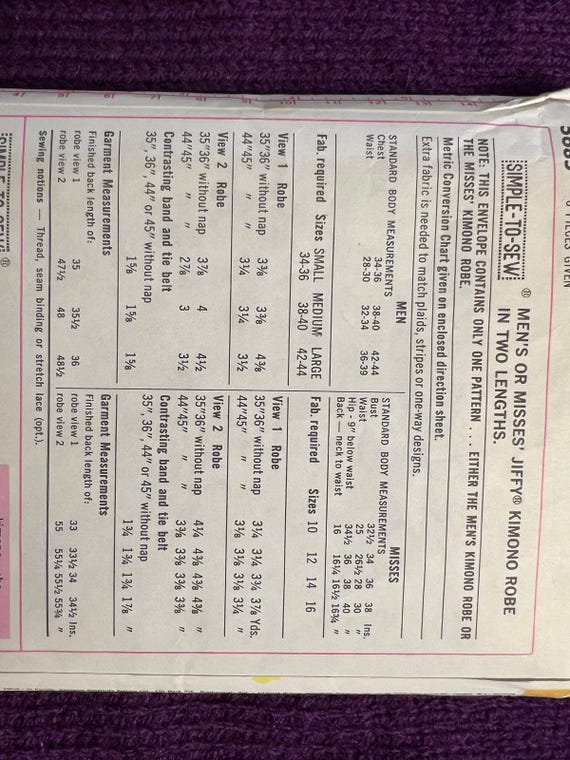 Simplicity 9507 unisex robe pattern - image 4