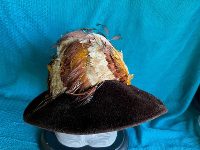 Originals by Mr josephs hat felted wool wide brim feathered Vintage Originals by Mr. Joseph main image 4