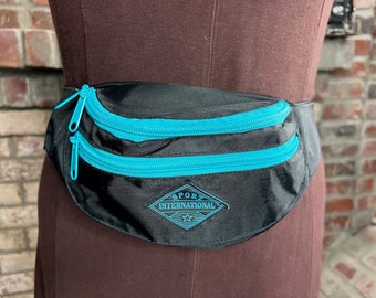 Sport International Fanny Pack Gürteltasche Schwarz Petrol Vintage 90er Jahre