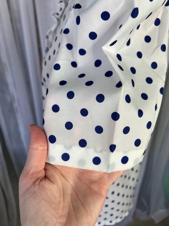 button up blouse ruffle collar polkadot white bla… - image 6