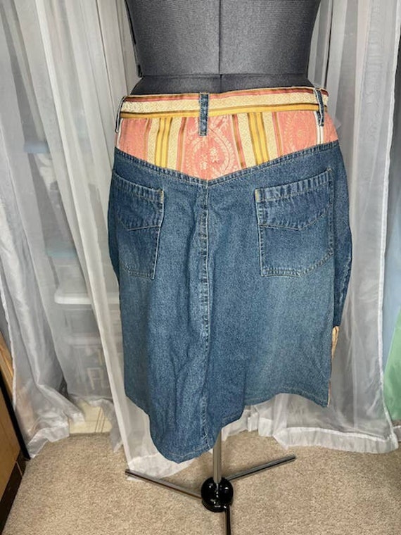 Denim Skirt Tapestry Pink Cream Country Etsy