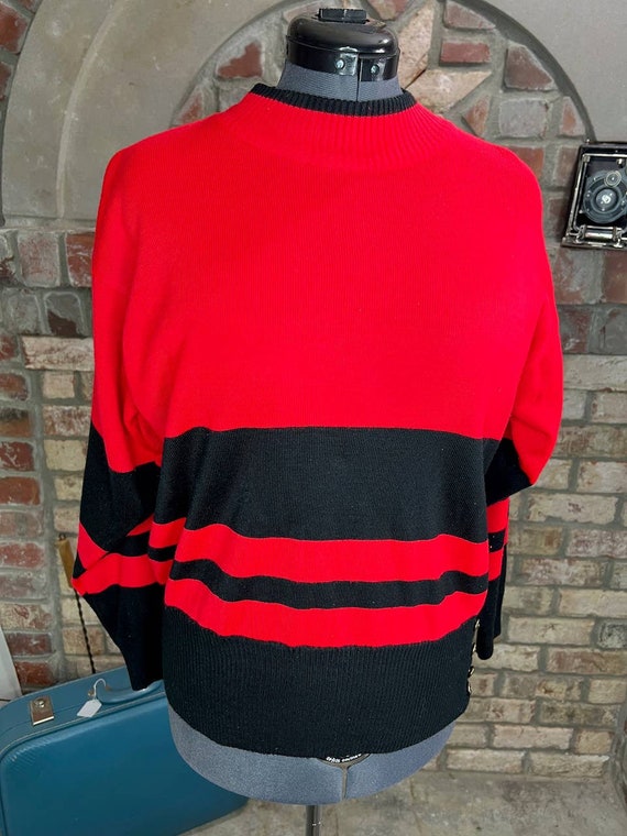 sweater red black striped oversized