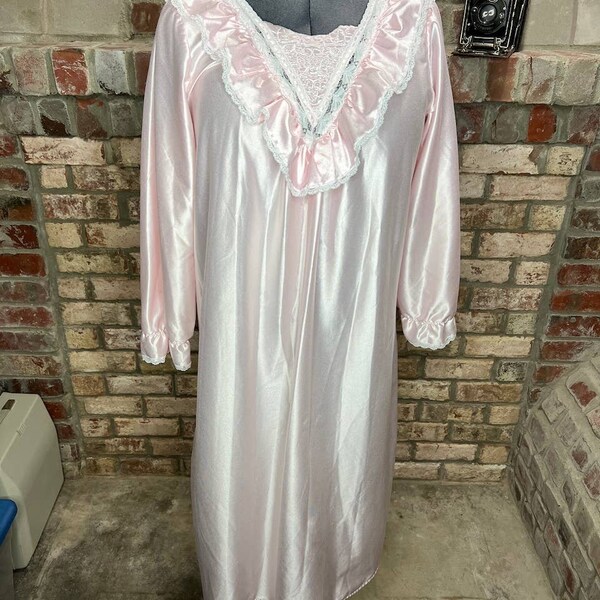 Long Brushed Satin Nightgown - Etsy
