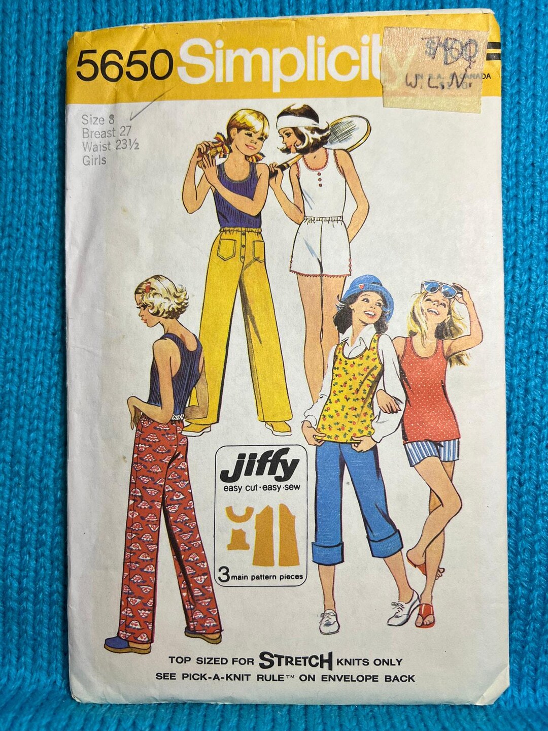 Simplicity 5650 Pattern Tank Top Pants Shorts 1970s Pattern Size 8 - Etsy