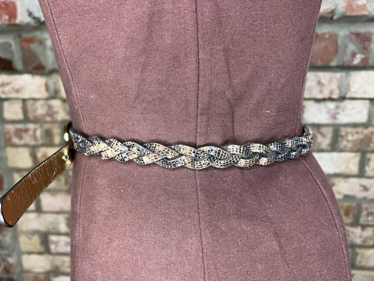 Nine West Belt Braided Sparkly Animal Print Y2k Bronze Black  display picture 2