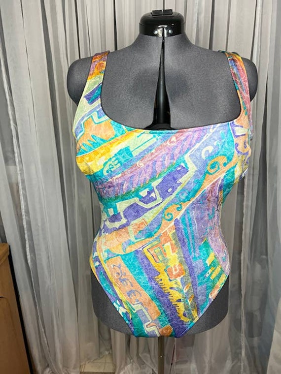 Maillot de bain une piece Cazimi pastel abstrait echancre jaune rose violet Etsy France