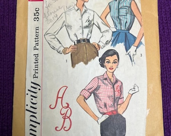 Blusa sin mangas Simplicity 2195, modelo de los años 50, talla 14.