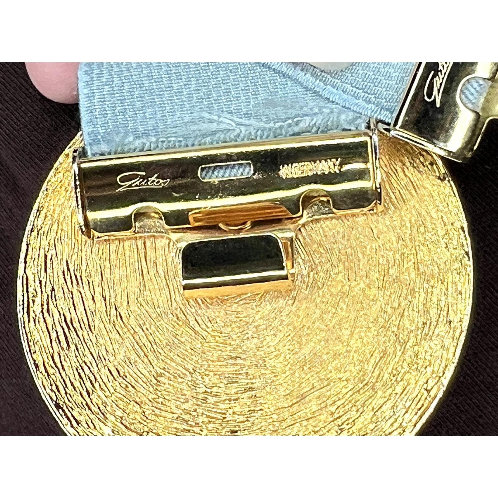 Gutos W Germany Elastic Belt Round Filigree Clasp Goldtone  display picture 1